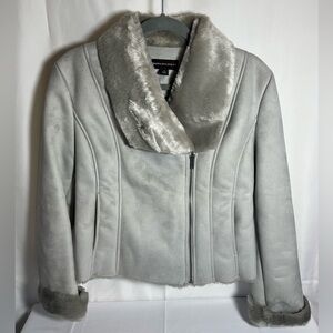 Dana Buchman Gray Faux Suede Faux Fur Women's Jacket